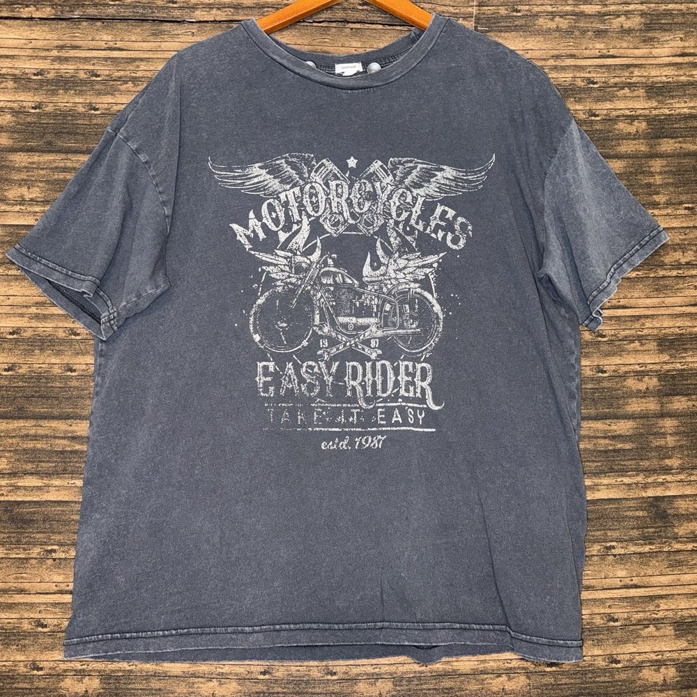 Garage Brand T-shirt Cotton Weathered Black Short Sleeve Men's Medium